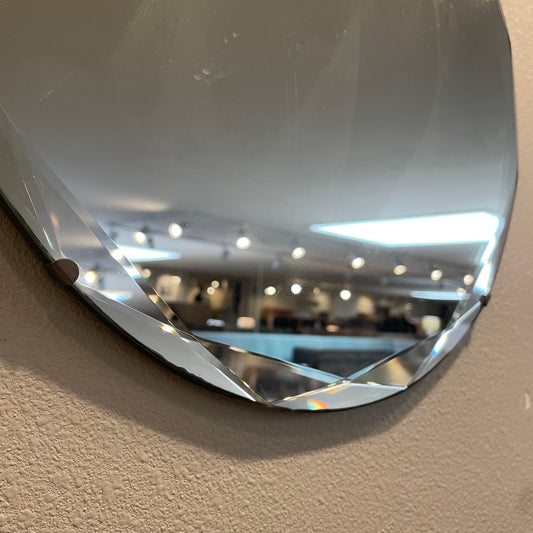 Round Vintage Mirror with Beveled Rim