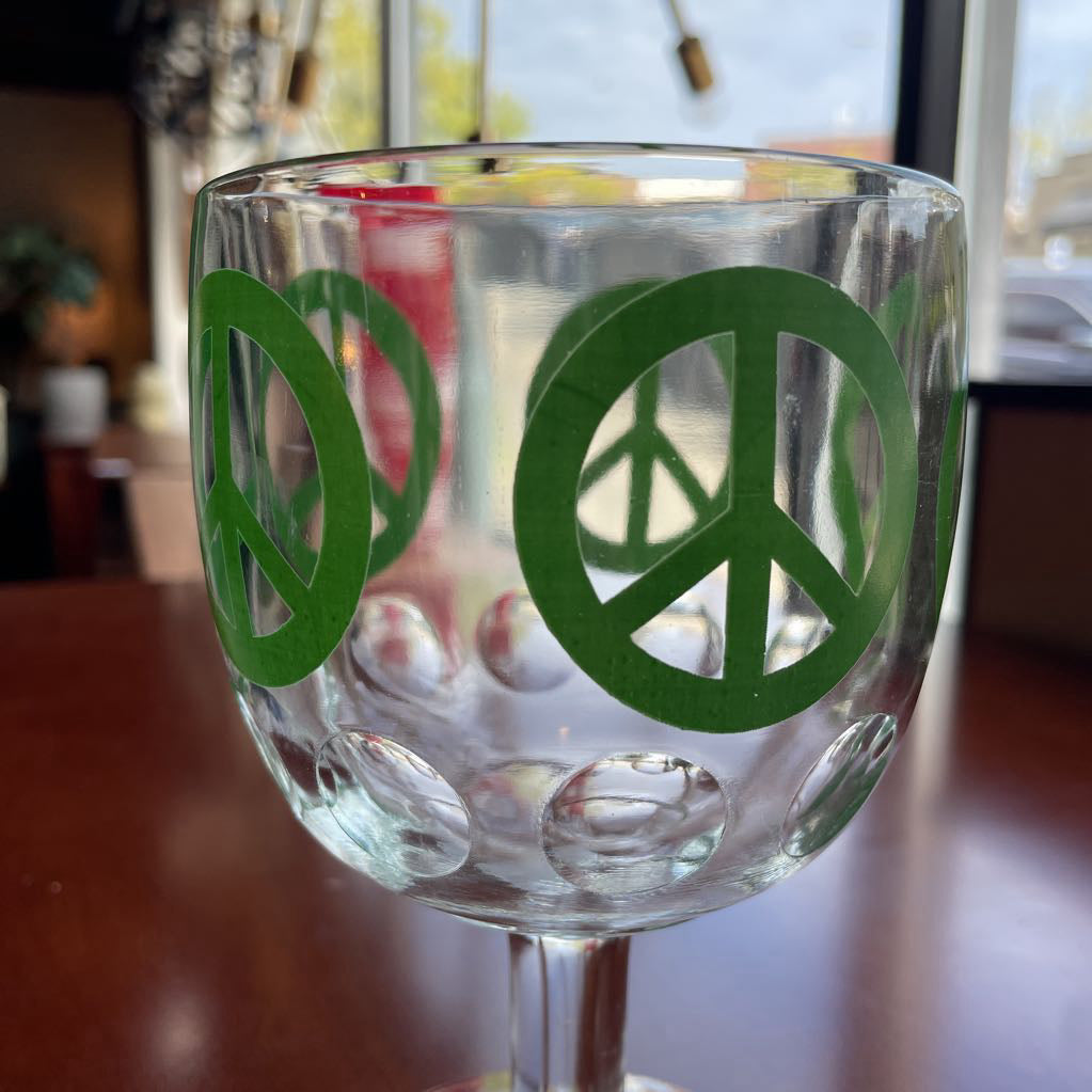 Groovy Green Peace Sign Vintage Glass UNIQUE FINDS