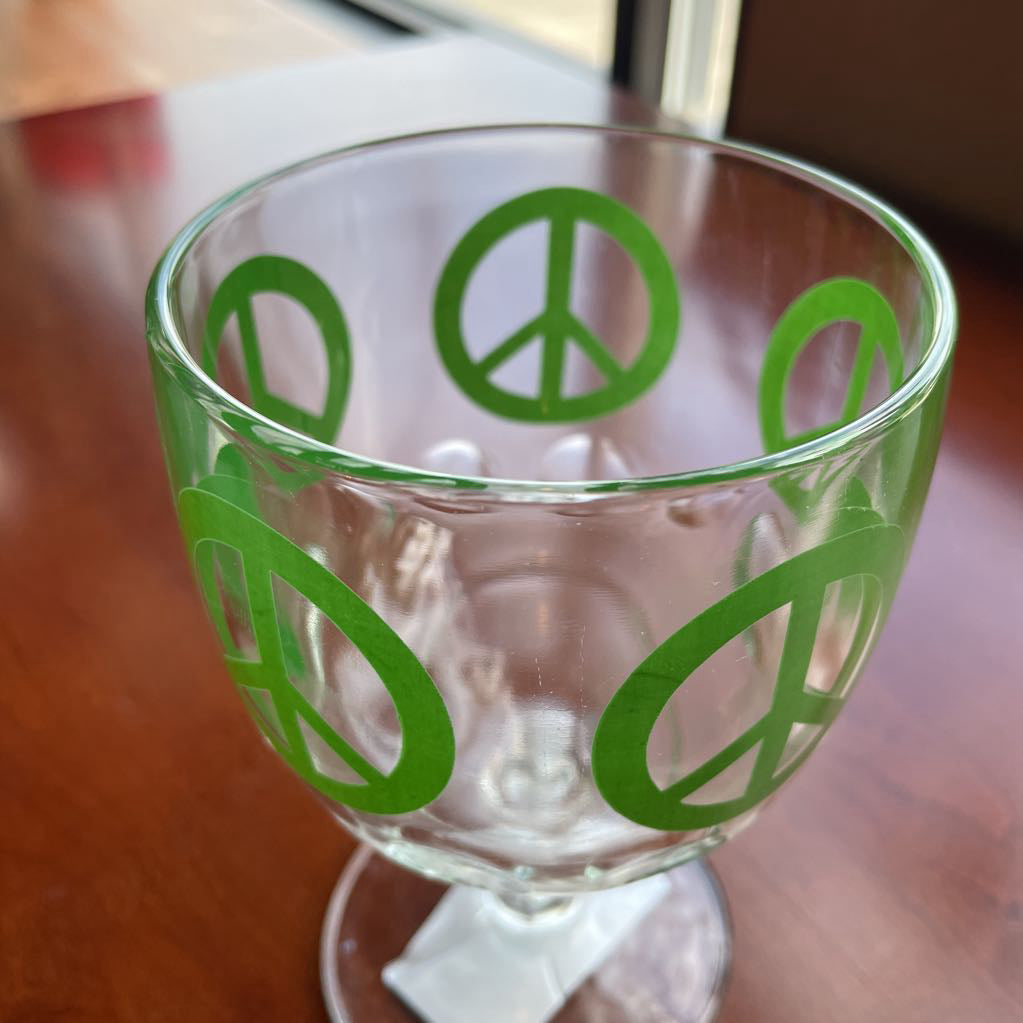 Groovy Green Peace Sign Vintage Glass UNIQUE FINDS