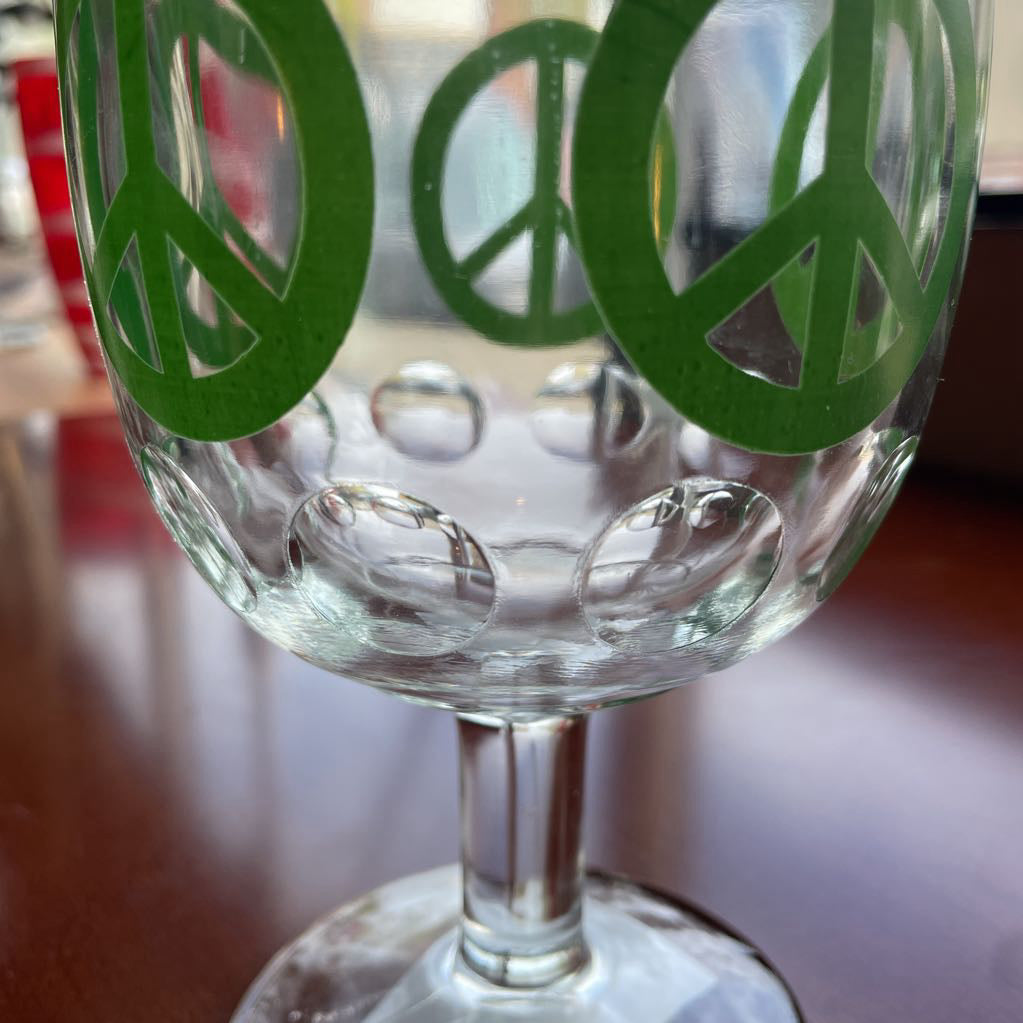 Groovy Green Peace Sign Vintage Glass UNIQUE FINDS