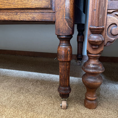Vintage Oak 3 Drawer Trifold Mirror Vanity C VANITIES