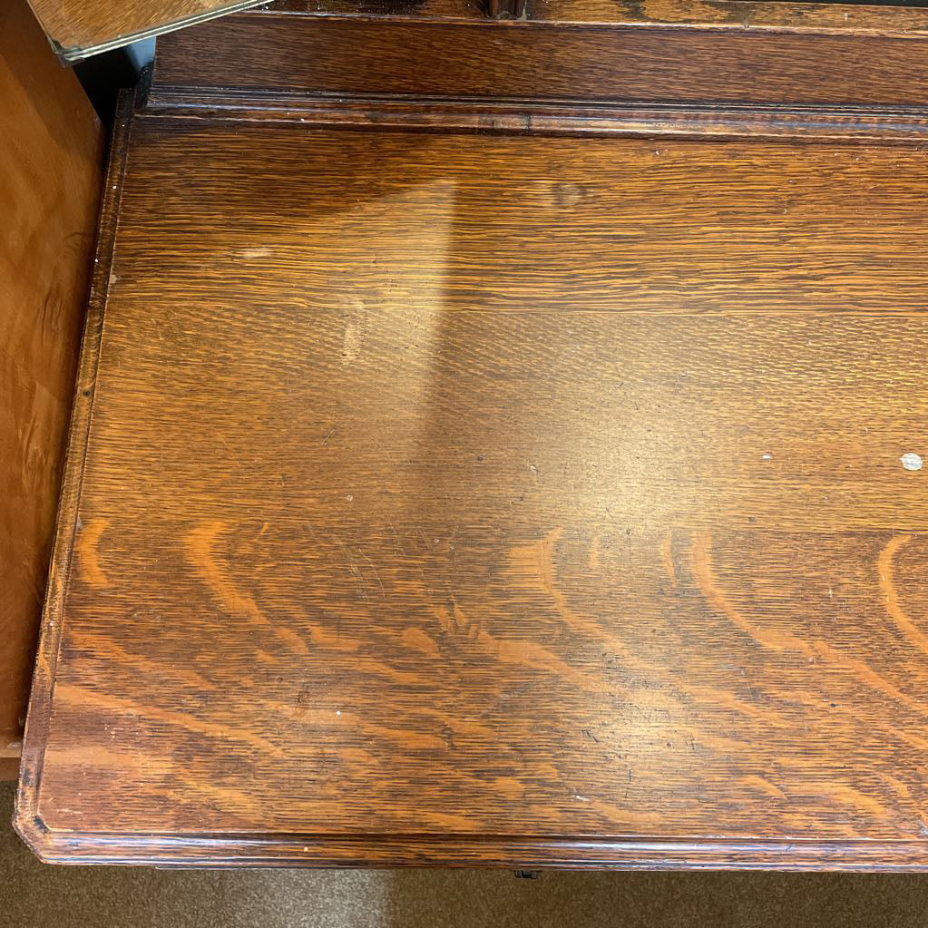 Vintage Oak 3 Drawer Trifold Mirror Vanity C VANITIES