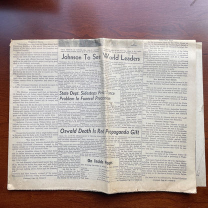 JFK Funeral Coverage Newspapers