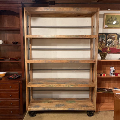 Large Distressed Wheeled Bookcase C BOOKSHELVES