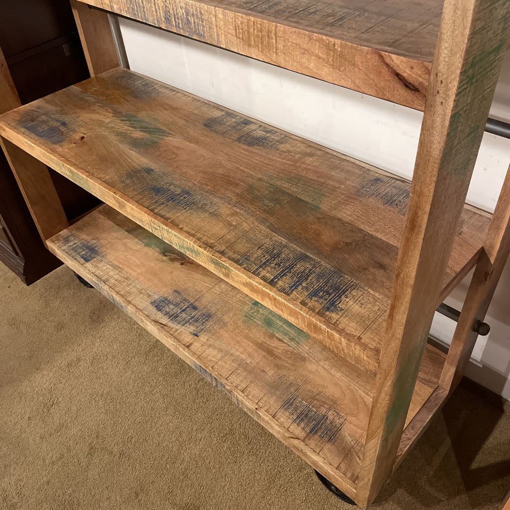 Large Distressed Wheeled Bookcase C BOOKSHELVES