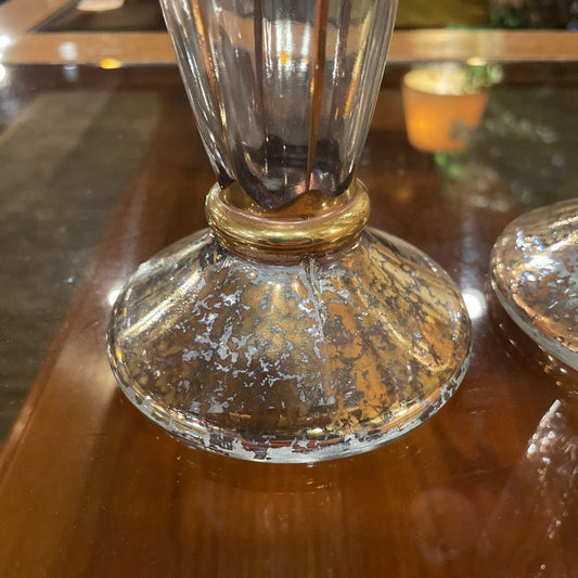 Gold Speckled Glass Candlestick SET/Italy SMALLS
