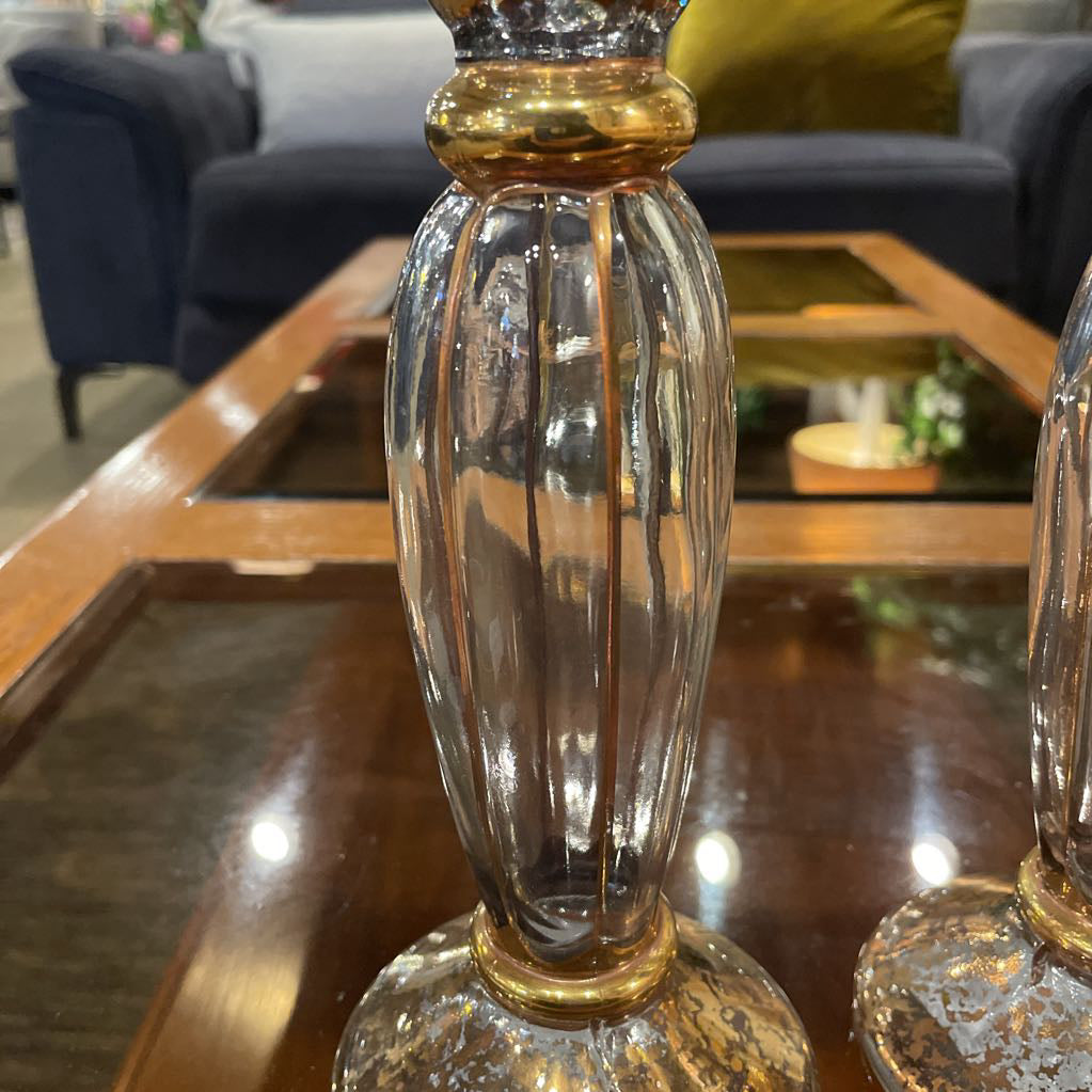 Gold Speckled Glass Candlestick SET/Italy
