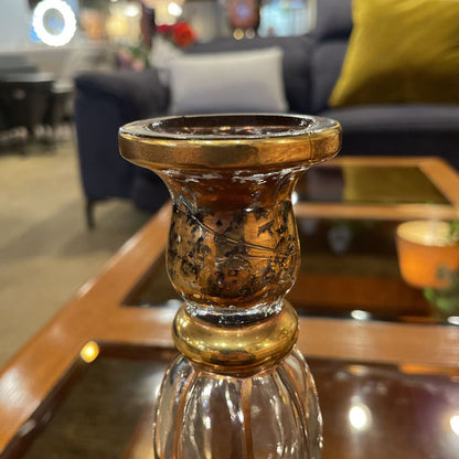 Gold Speckled Glass Candlestick SET/Italy