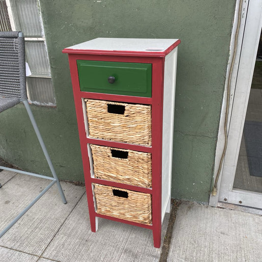 Red & Green Cabinet w/Seagrass Drawers