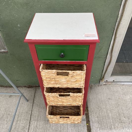 Red & Green Cabinet w/Seagrass Drawers