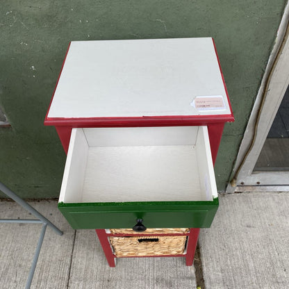Red & Green Cabinet w/Seagrass Drawers
