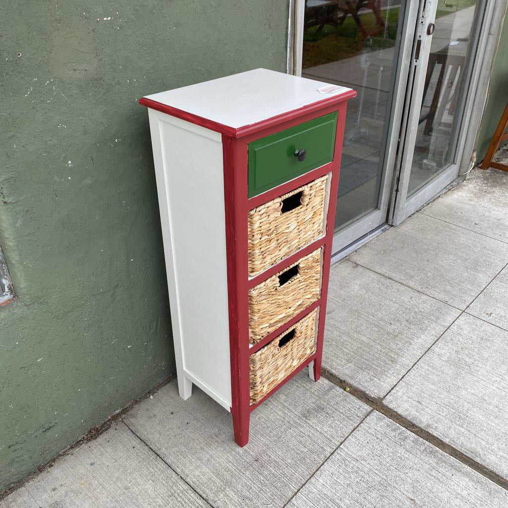 Red & Green Cabinet w/Seagrass Drawers