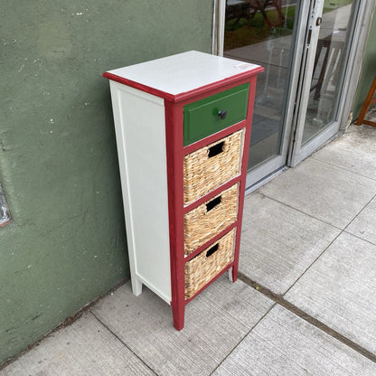 Red & Green Cabinet w/Seagrass Drawers