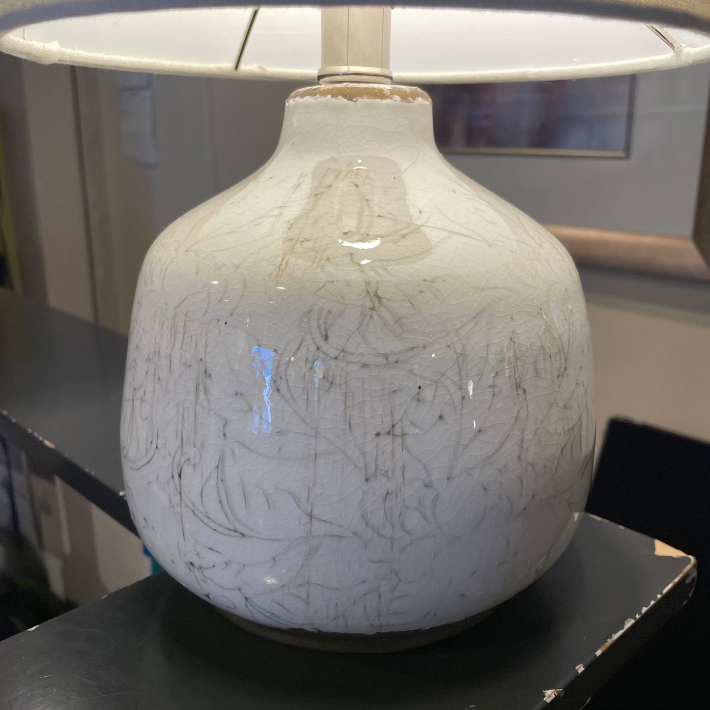 Small Pottery Barn Lamp with Swirly Striations Lamp