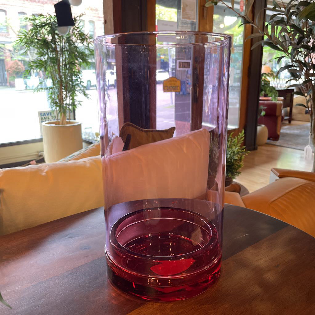 Raspberry Pink Glass Hurricane Lantern UNIQUE FINDS