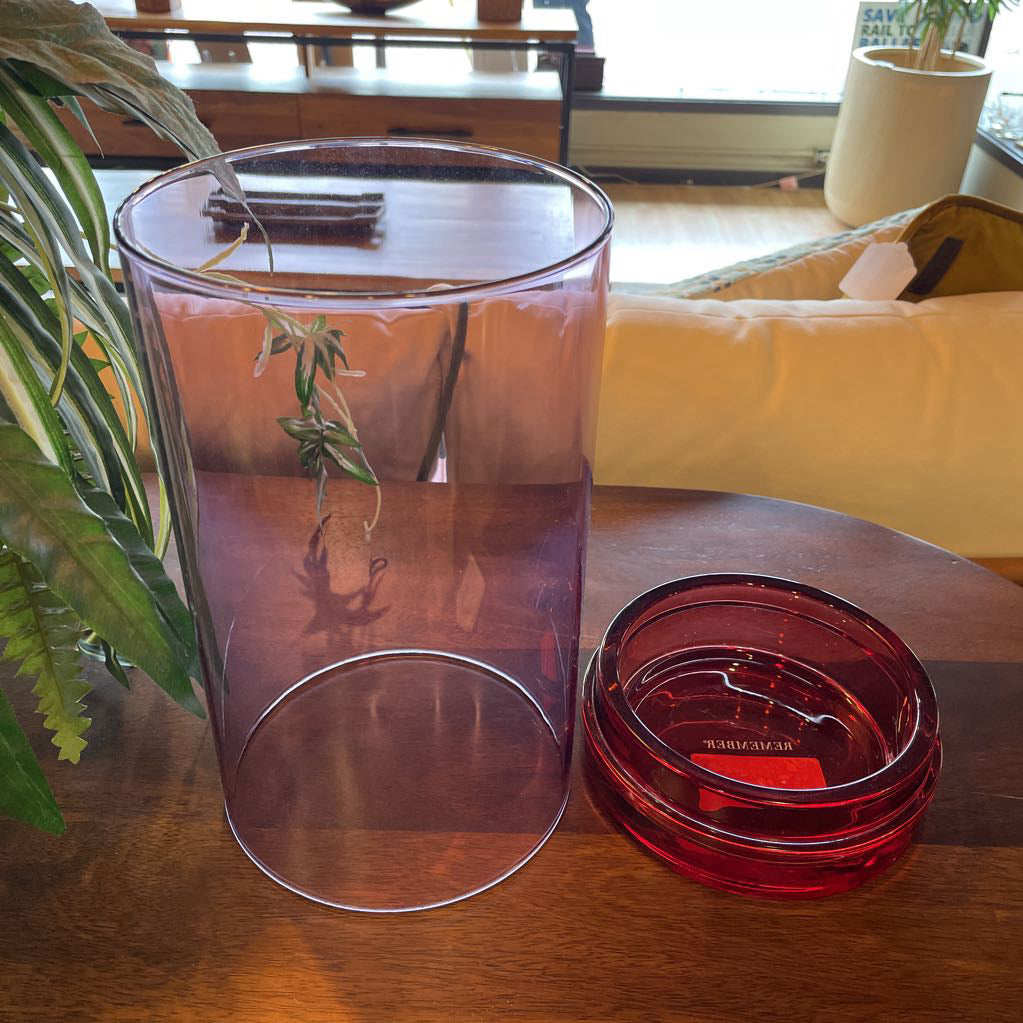 Raspberry Pink Glass Hurricane Lantern UNIQUE FINDS