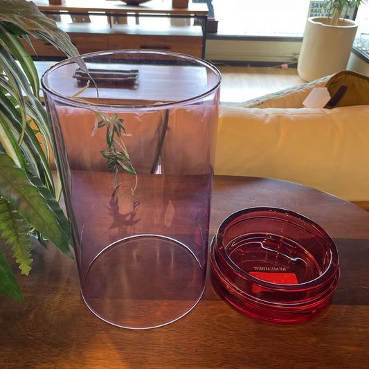 Raspberry Pink Glass Hurricane Lantern UNIQUE FINDS