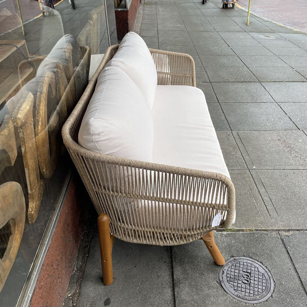 Rope Frame Beige Outdoor Loveseat OUTDOOR