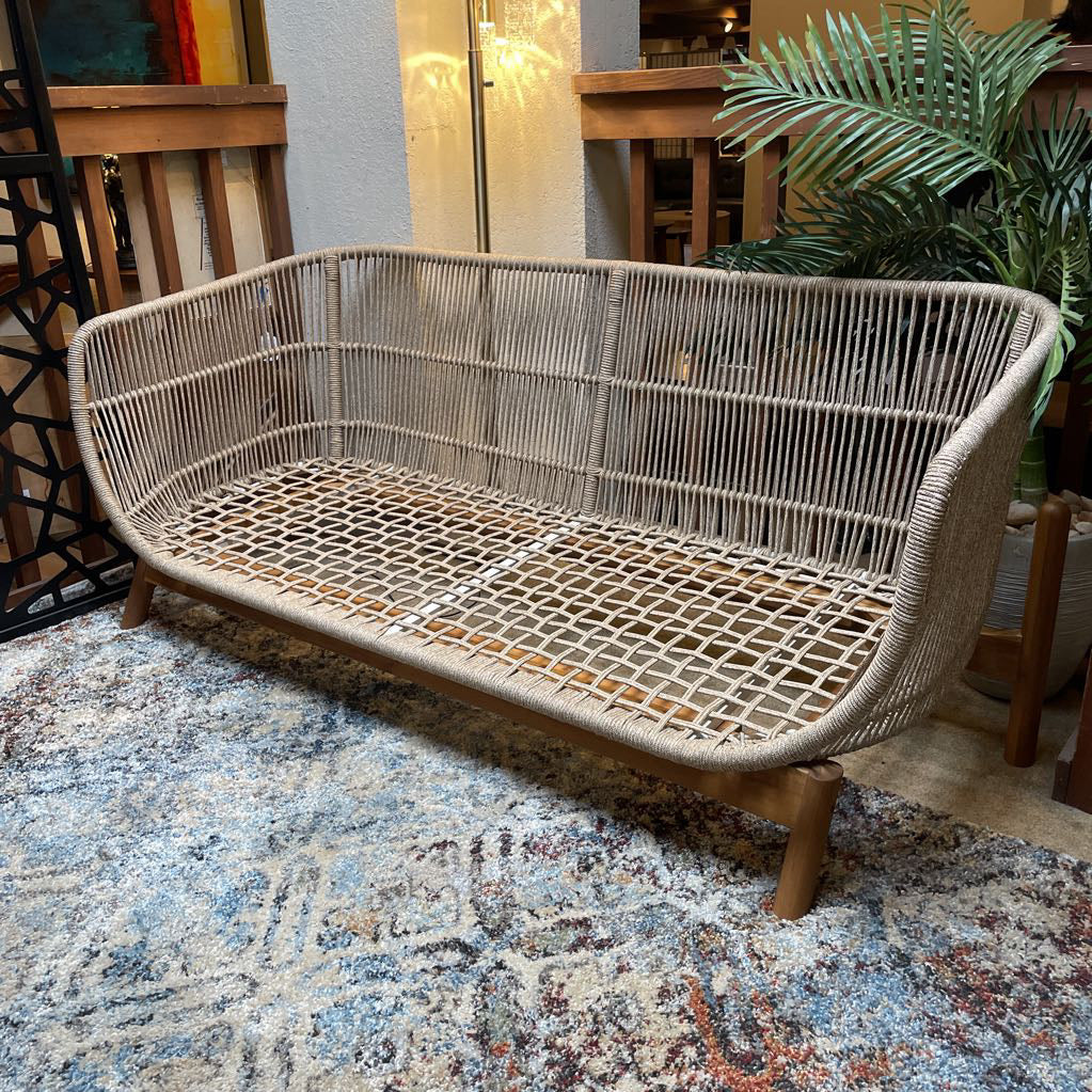 Rope Frame Beige Outdoor Loveseat OUTDOOR