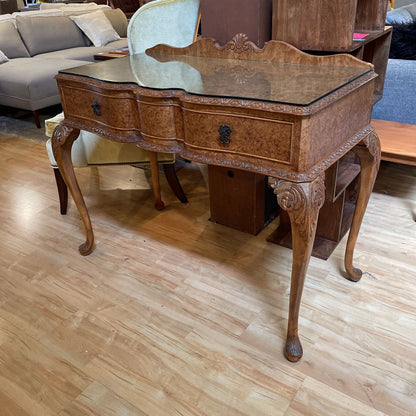 Chippendale Style Burlwood Carved Leg Server Table C CONSOLE TABLES