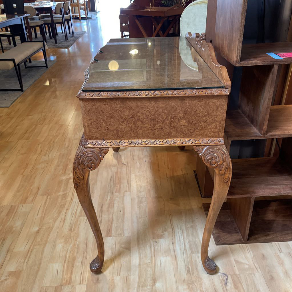 Chippendale Style Burlwood Carved Leg Server Table C CONSOLE TABLES