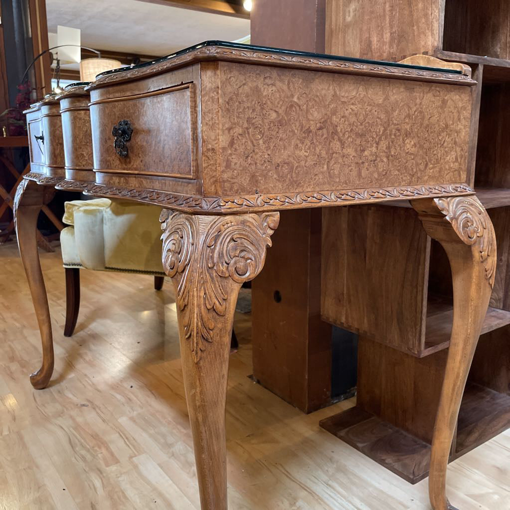 Chippendale Style Burlwood Carved Leg Server Table C CONSOLE TABLES