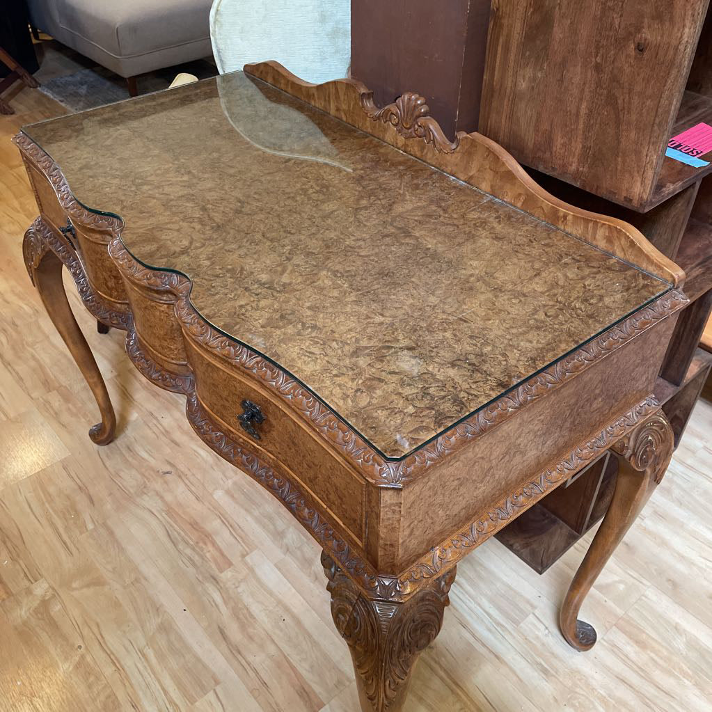 Chippendale Style Burlwood Carved Leg Server Table C CONSOLE TABLES