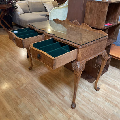 Chippendale Style Burlwood Carved Leg Server Table C CONSOLE TABLES