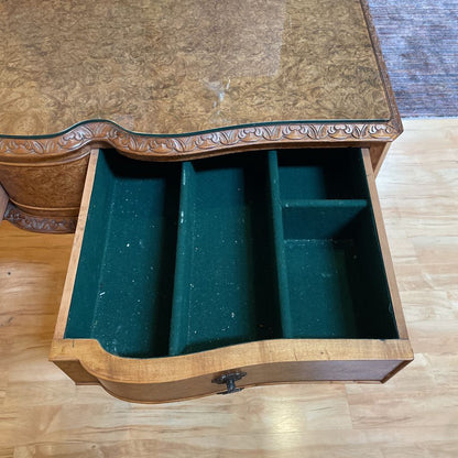 Chippendale Style Burlwood Carved Leg Server Table C CONSOLE TABLES