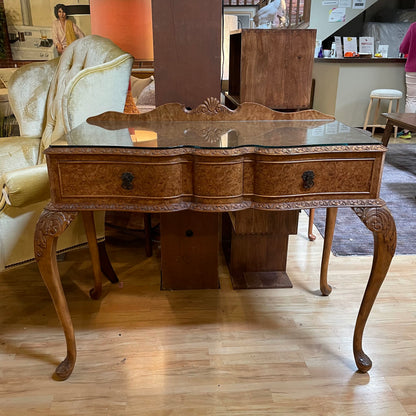 Chippendale Style Burlwood Carved Leg Server Table C CONSOLE TABLES