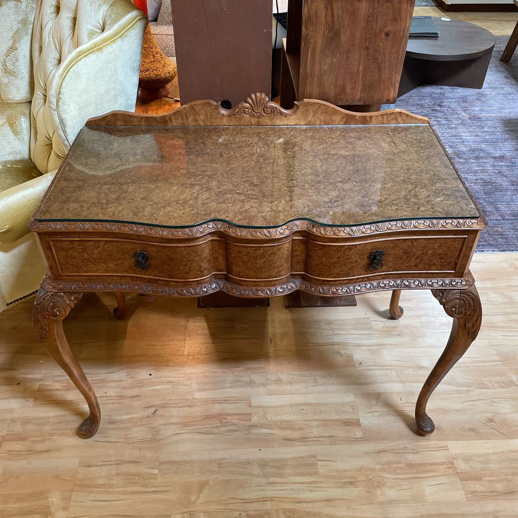 Chippendale Style Burlwood Carved Leg Server Table C CONSOLE TABLES