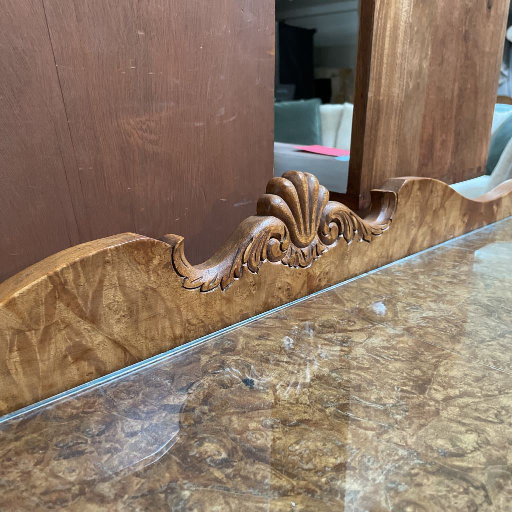 Chippendale Style Burlwood Carved Leg Server Table C CONSOLE TABLES