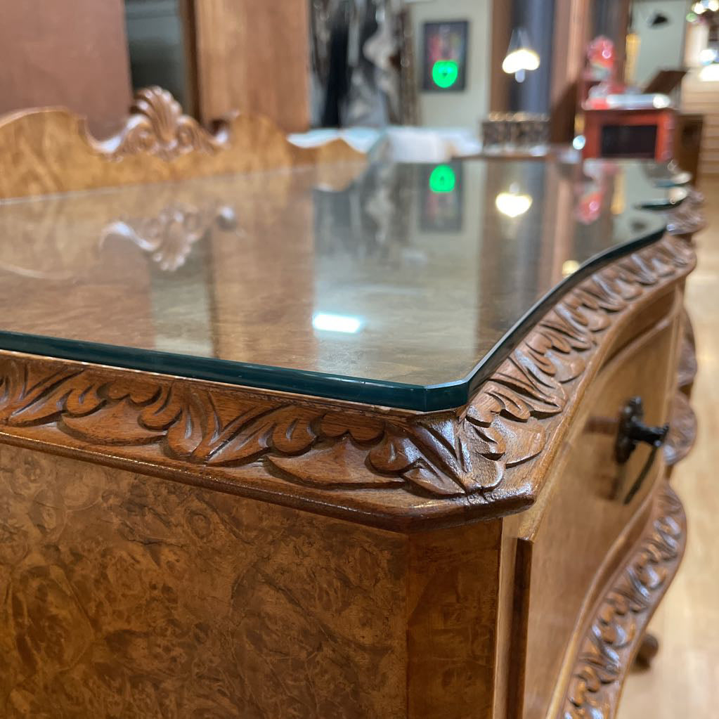 Chippendale Style Burlwood Carved Leg Server Table C CONSOLE TABLES