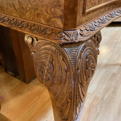 Chippendale Style Burlwood Carved Leg Server Table C CONSOLE TABLES