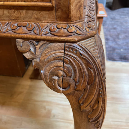 Chippendale Style Burlwood Carved Leg Server Table C CONSOLE TABLES