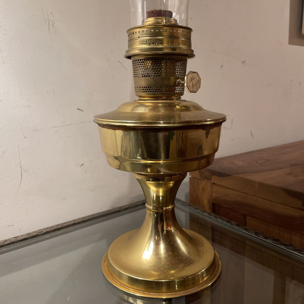 Tall Brass Lantern with Glass Chimney--Aladdin UNIQUE FINDS