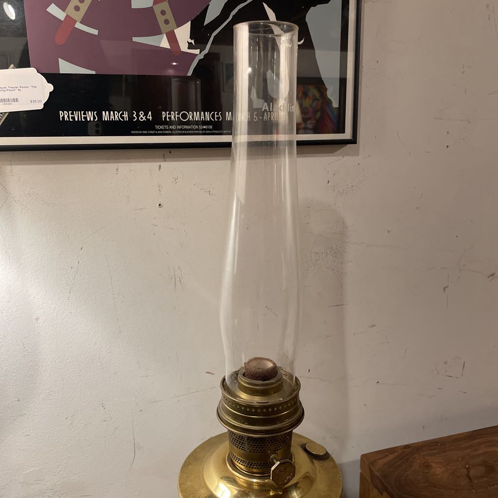 Tall Brass Lantern with Glass Chimney--Aladdin UNIQUE FINDS