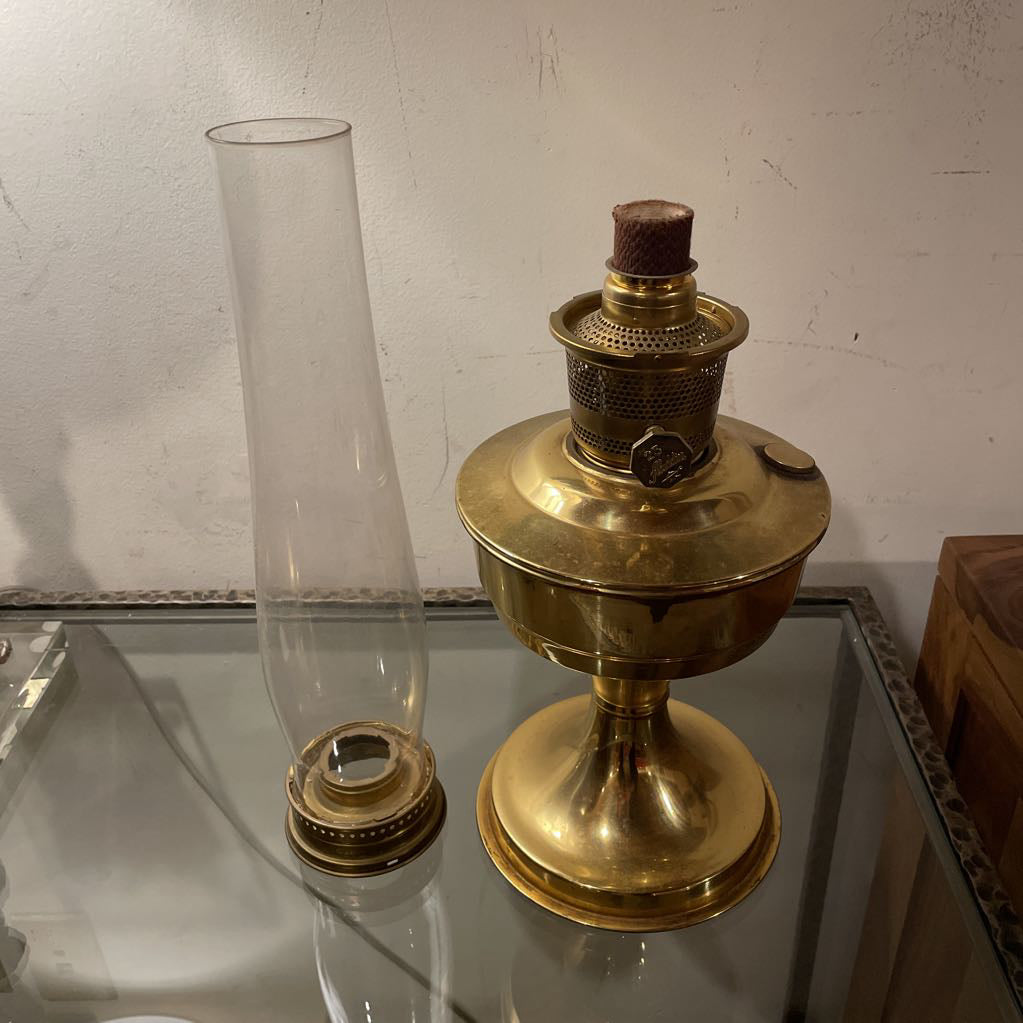 Tall Brass Lantern with Glass Chimney--Aladdin UNIQUE FINDS