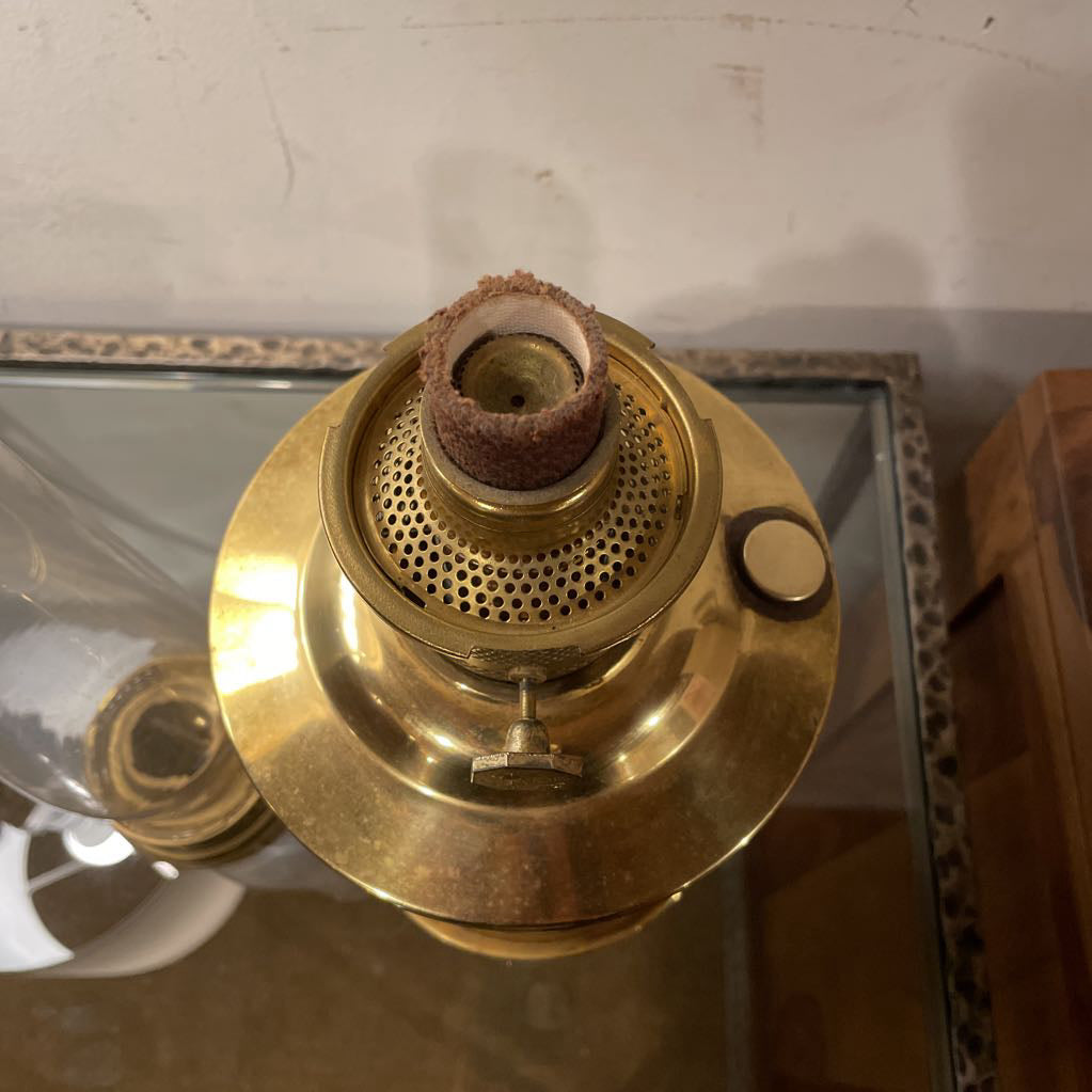 Tall Brass Lantern with Glass Chimney--Aladdin UNIQUE FINDS
