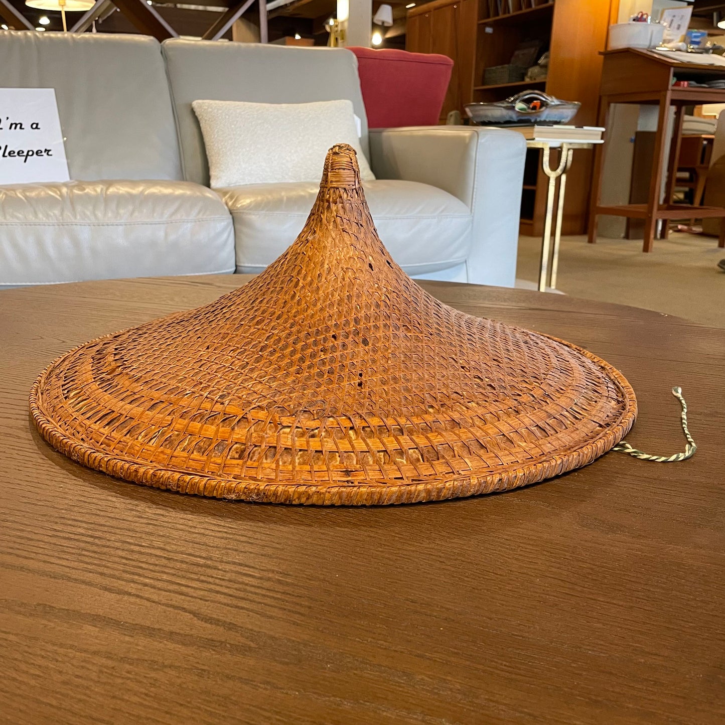 SE Asian Large Round Woven Hat UNIQUE FINDS