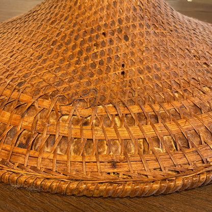 SE Asian Large Round Woven Hat UNIQUE FINDS