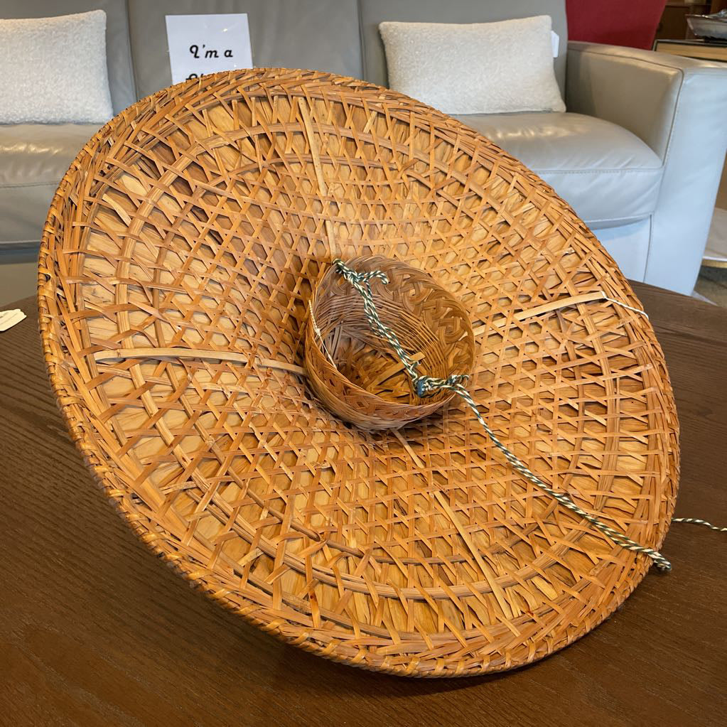SE Asian Large Round Woven Hat UNIQUE FINDS