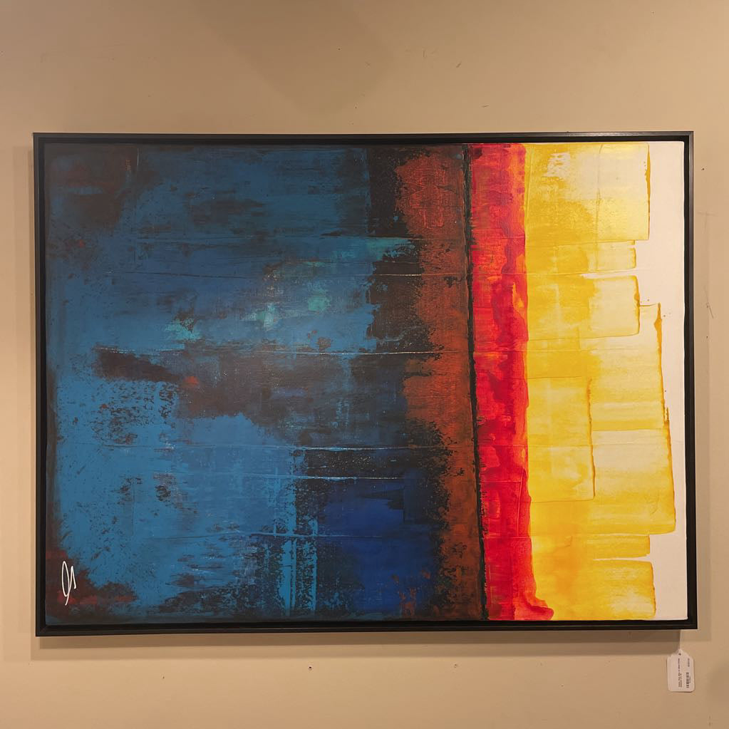 Yellow, Red, Blue w/ Black Frame Abstract Art ART