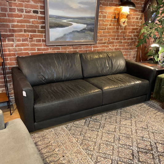 Crate & Barrel Black Shelter Arm Two Seat Sofa