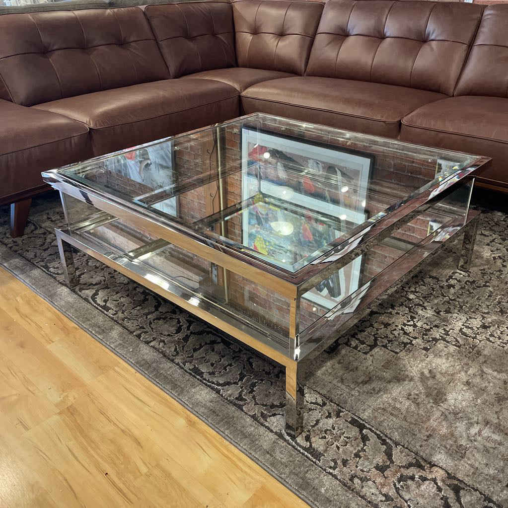 Chrome & Glass Slide Top Coffee Table C COFFEE TABLES