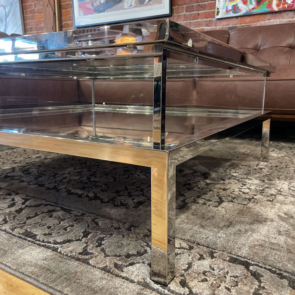 Chrome & Glass Slide Top Coffee Table C COFFEE TABLES