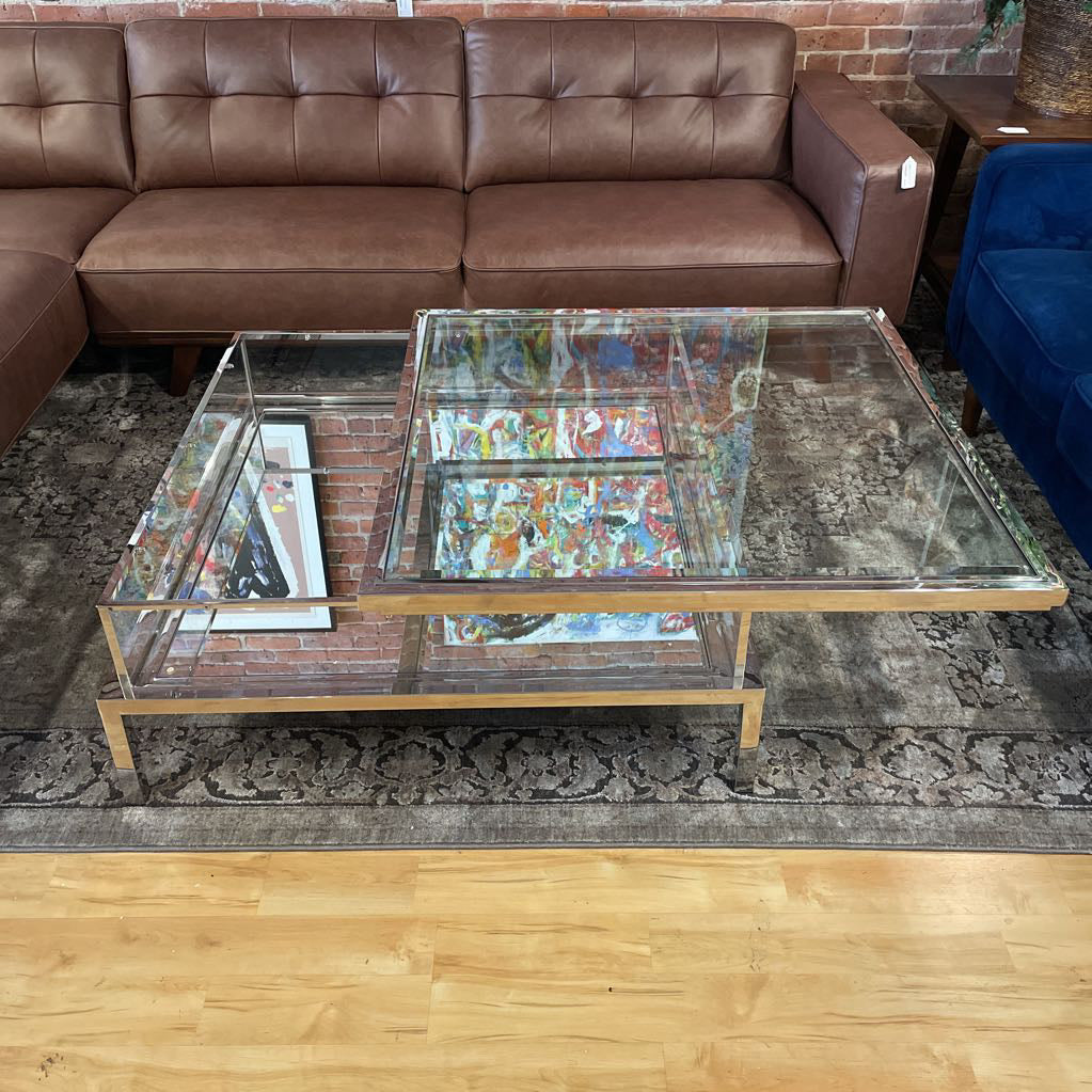 Chrome & Glass Slide Top Coffee Table C COFFEE TABLES