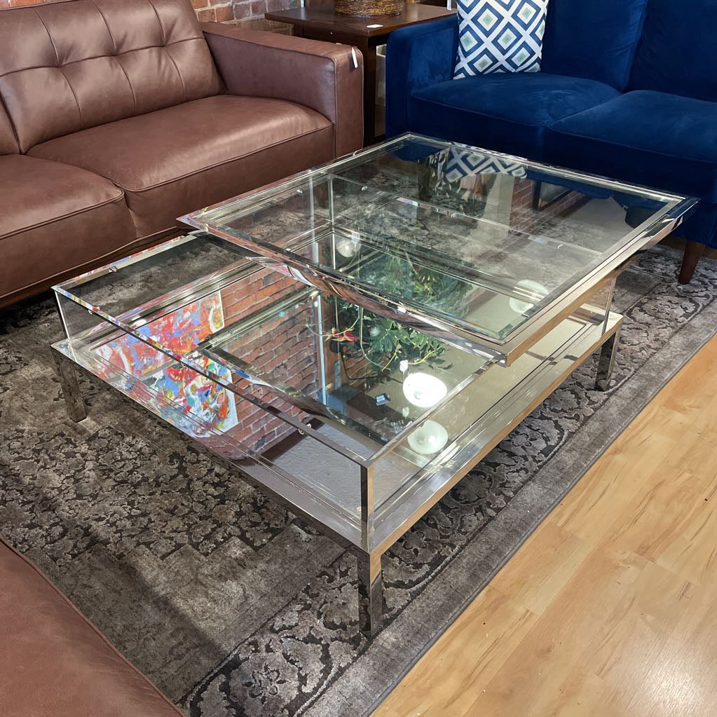 Chrome & Glass Slide Top Coffee Table C COFFEE TABLES