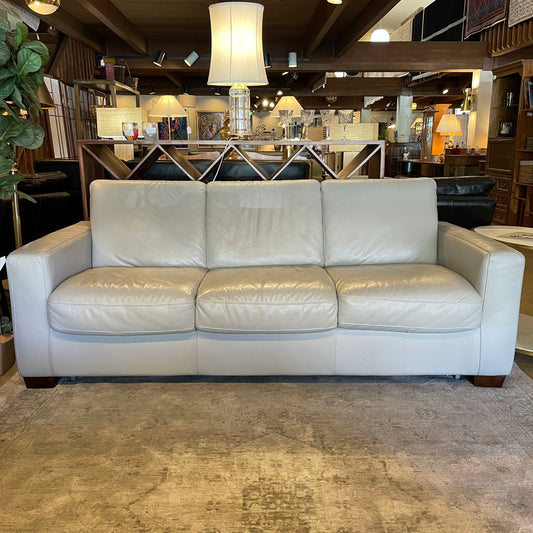 Natuzzi Putty Grey Leather Sleeper Sofa U SLEEPERS