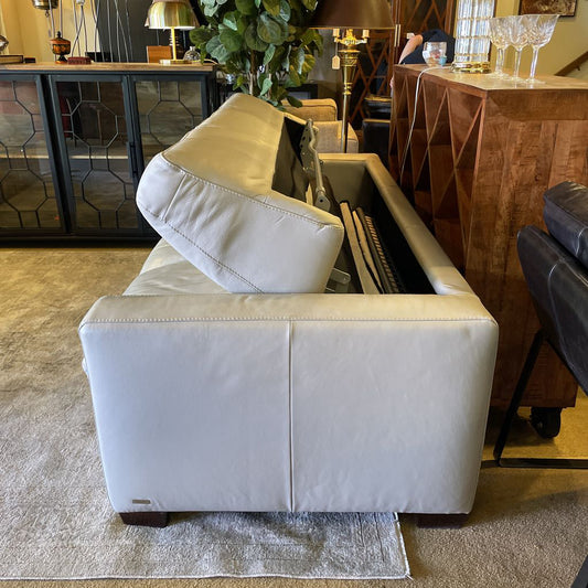 Natuzzi Putty Grey Leather Sleeper Sofa U SLEEPERS